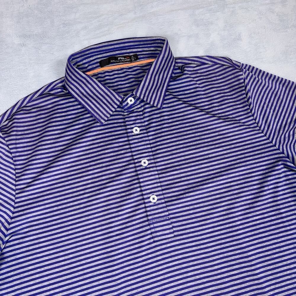RLX Ralph Lauren Golf Polo Shirt Men’s Size Large Royal Blue Gray Striped
